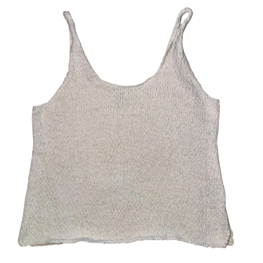 Aerie Womens XS White Knit Camisole Tank Top Scoop Neck Cotton Blend